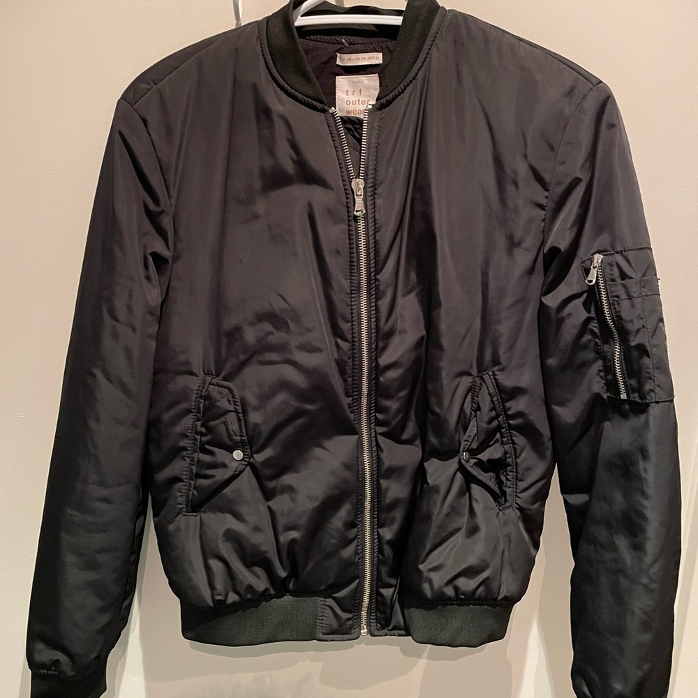 Black Zara TRF bombed jacket. Size XS.